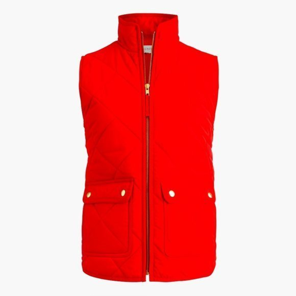 J.Crew Excursion Quilted Bright Orange Puffer Zip Sleeveless Down Vest Gilet‎